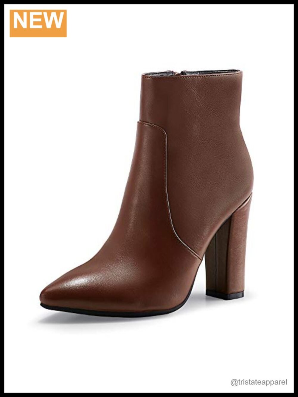 Pointed Toe Ankle Boots with 4-inch Block Heels